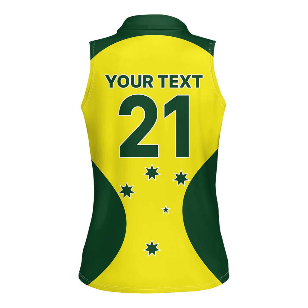 Custom Australia Cricket Spirit 2026 Women Sleeveless Polo Shirt World T20 Edition - Wonder Print Shop