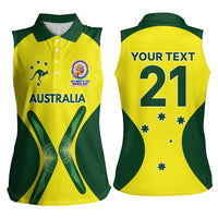 Custom Australia Cricket Spirit 2026 Women Sleeveless Polo Shirt World T20 Edition - Wonder Print Shop