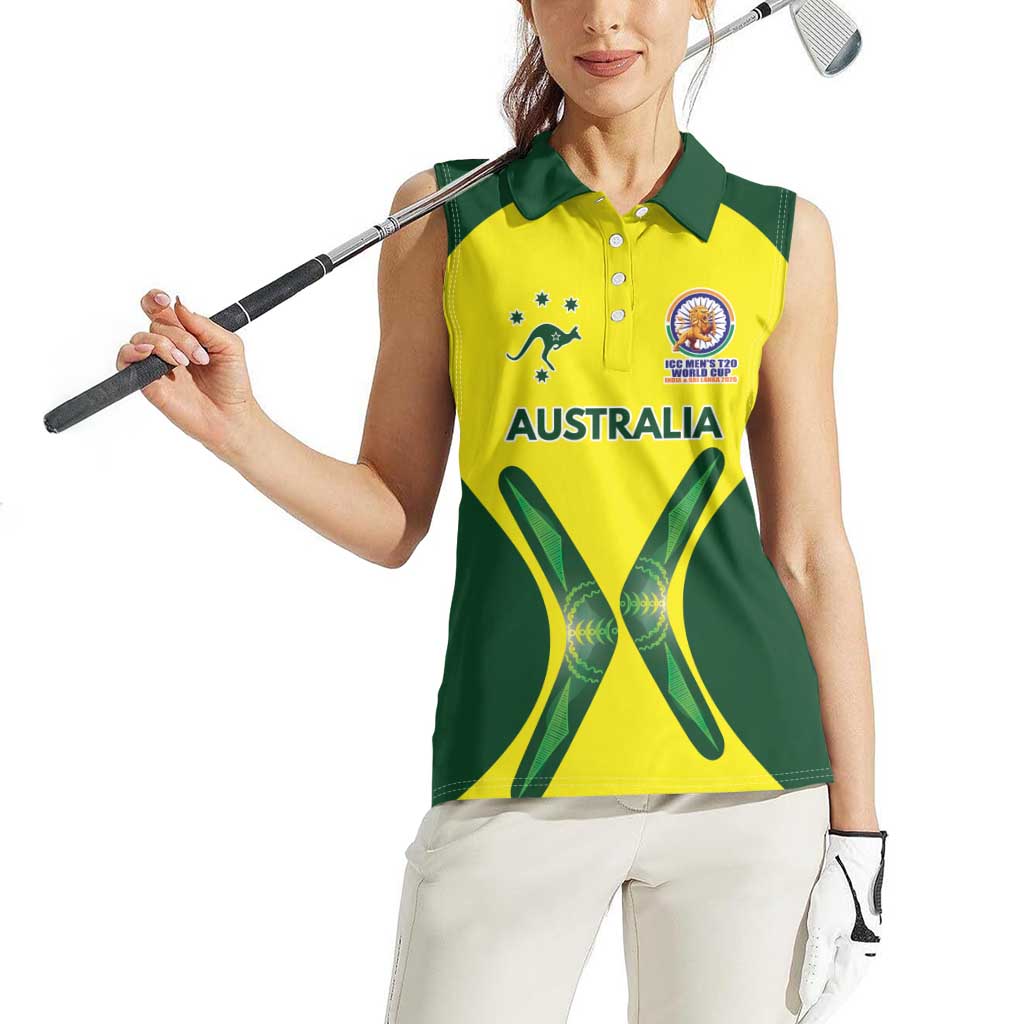 Custom Australia Cricket Spirit 2026 Women Sleeveless Polo Shirt World T20 Edition - Wonder Print Shop