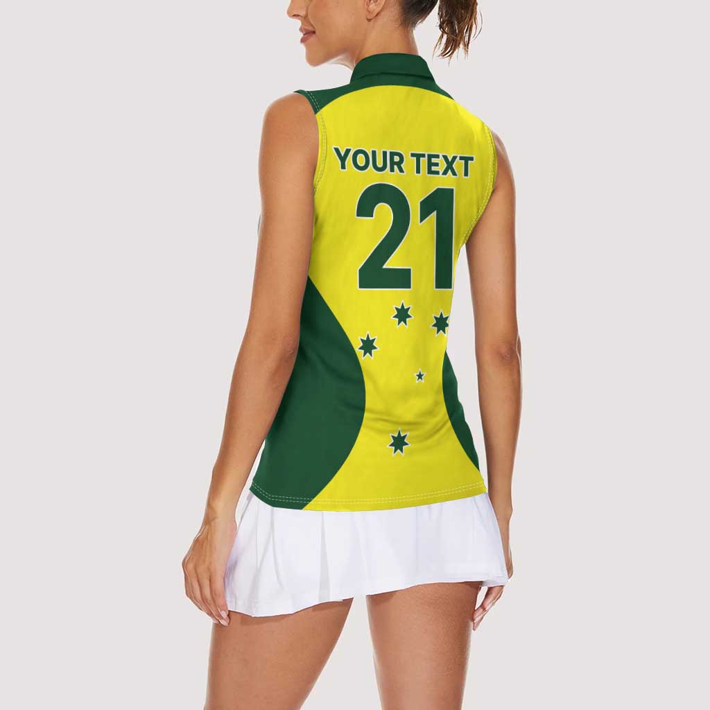 Custom Australia Cricket Spirit 2026 Women Sleeveless Polo Shirt World T20 Edition - Wonder Print Shop