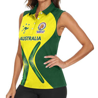 Custom Australia Cricket Spirit 2026 Women Sleeveless Polo Shirt World T20 Edition - Wonder Print Shop