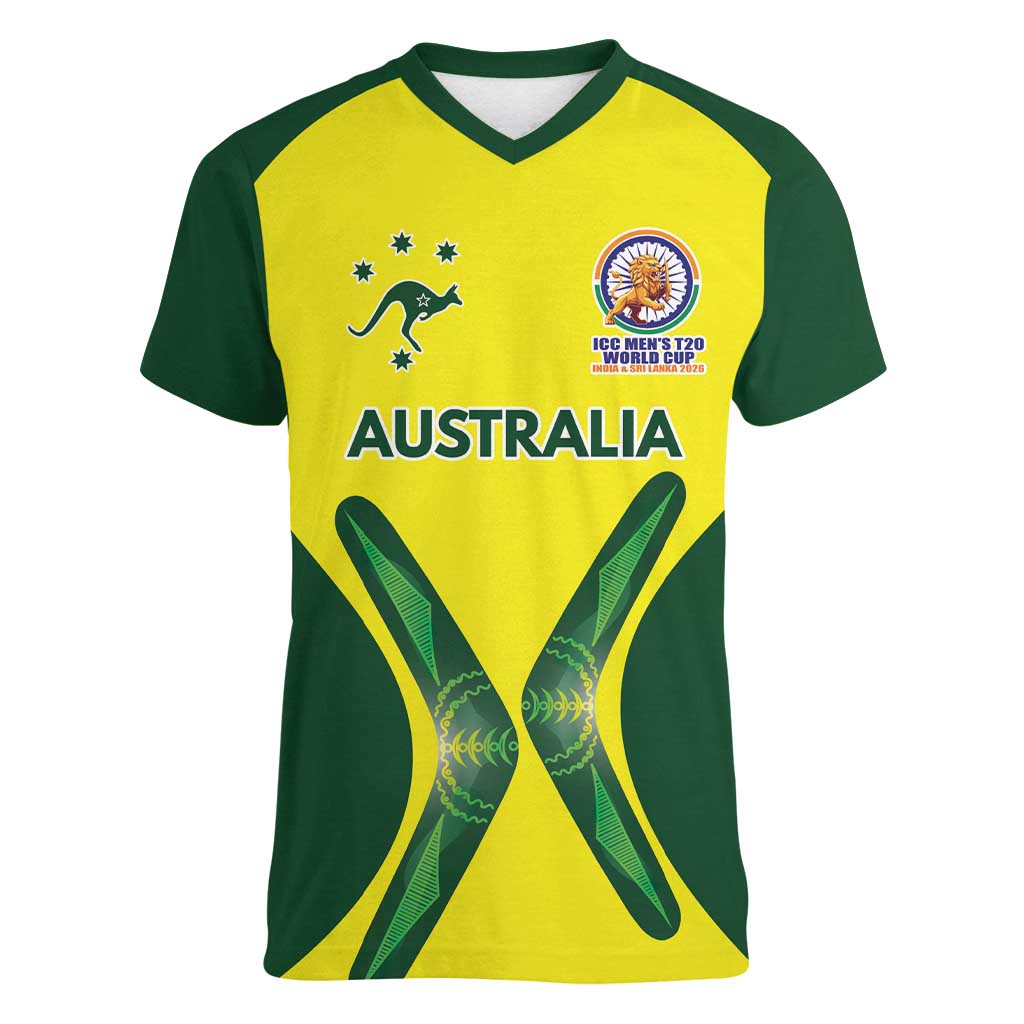 Custom Australia Cricket Spirit 2026 Women V-Neck T-Shirt World T20 Edition - Wonder Print Shop