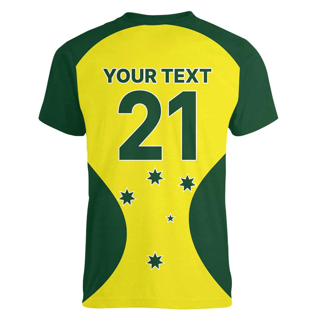 Custom Australia Cricket Spirit 2026 Women V-Neck T-Shirt World T20 Edition - Wonder Print Shop