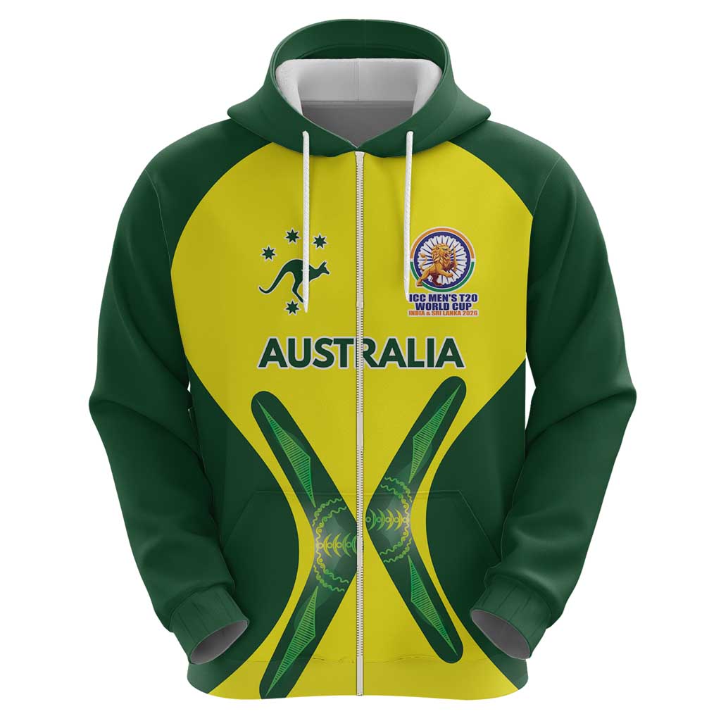 Custom Australia Cricket Spirit 2026 Zip Hoodie World T20 Edition - Wonder Print Shop