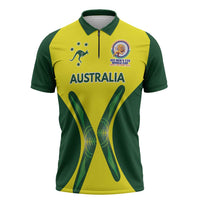 Custom Australia Cricket Spirit 2026 Zipper Polo Shirt World T20 Edition - Wonder Print Shop
