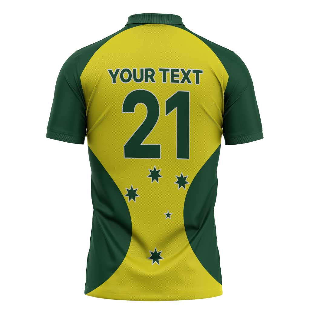 Custom Australia Cricket Spirit 2026 Zipper Polo Shirt World T20 Edition - Wonder Print Shop