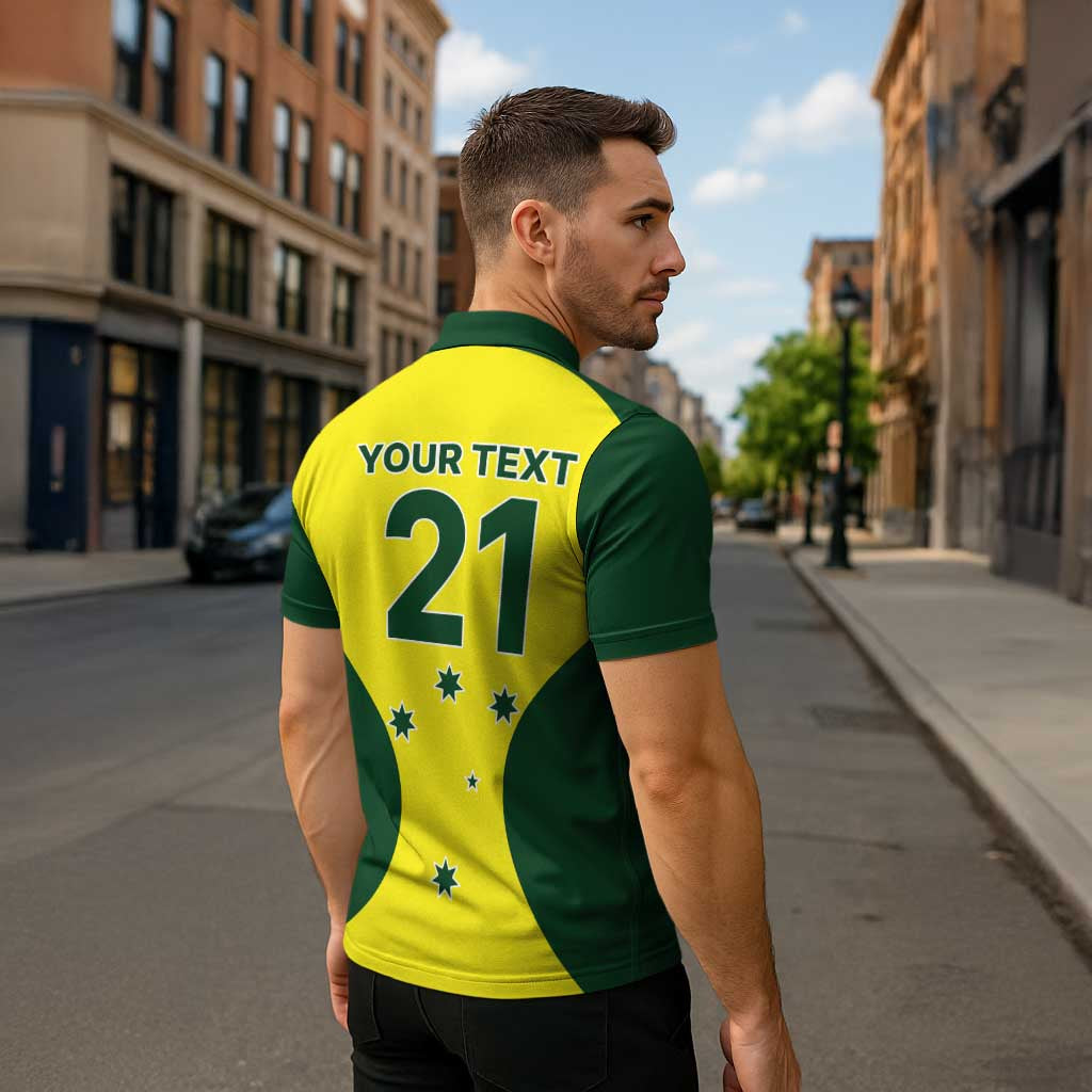 Custom Australia Cricket Spirit 2026 Zipper Polo Shirt World T20 Edition - Wonder Print Shop