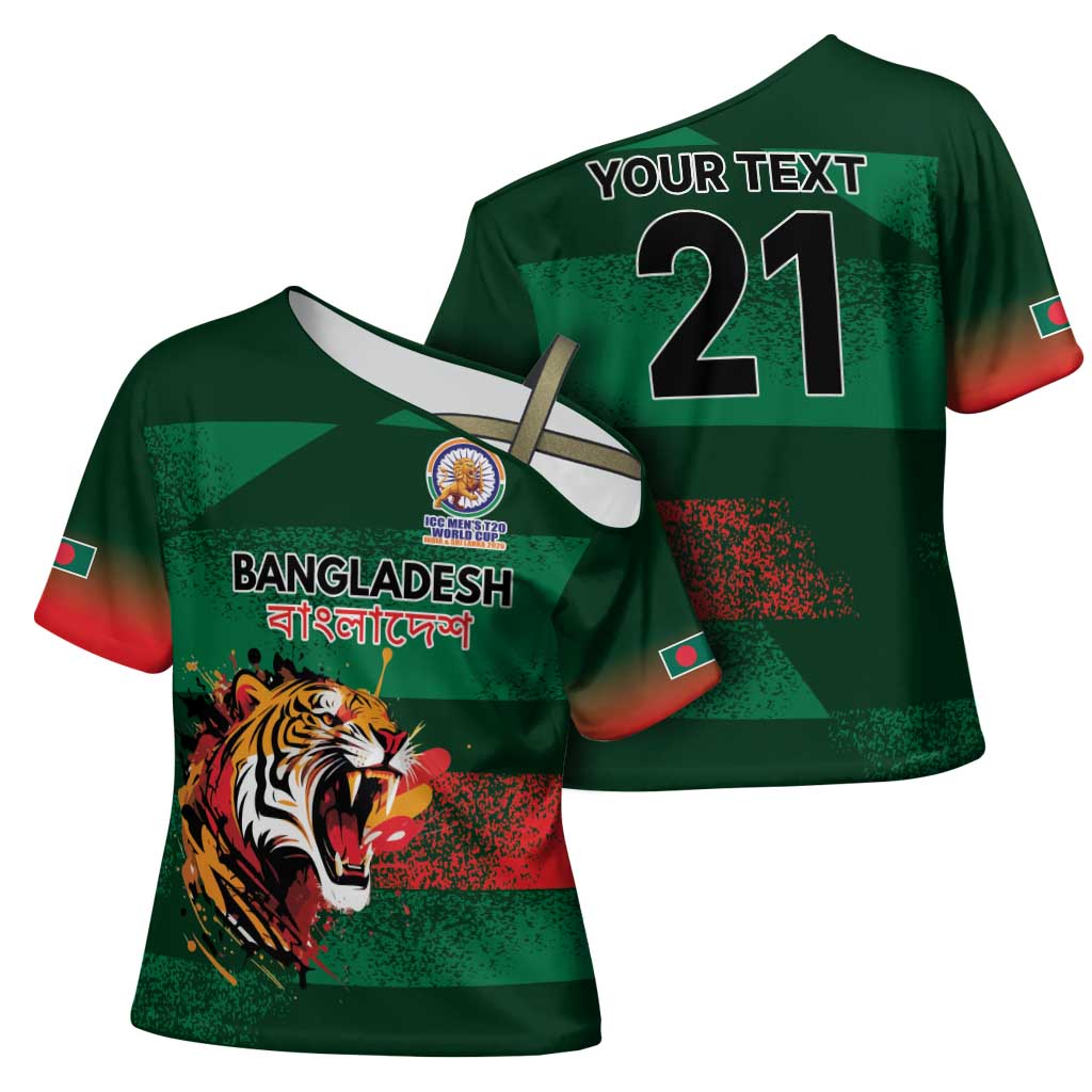 Custom Bangladesh Cricket Spirit 2026 Cross Shoulder Shirt World T20 Edition - Rising Sun - Wonder Print Shop