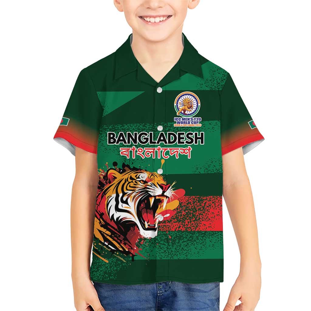 Custom Bangladesh Cricket Spirit 2026 Kid Hawaiian Shirt World T20 Edition - Rising Sun - Wonder Print Shop