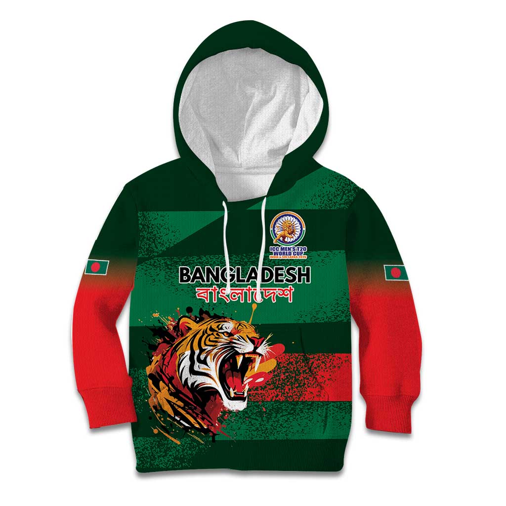Custom Bangladesh Cricket Spirit 2026 Kid Hoodie World T20 Edition - Rising Sun - Wonder Print Shop