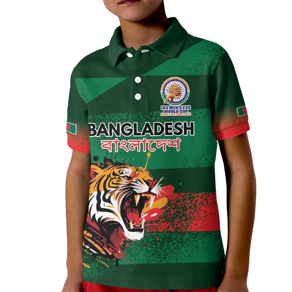 Custom Bangladesh Cricket Spirit 2026 Kid Polo Shirt World T20 Edition - Rising Sun - Wonder Print Shop