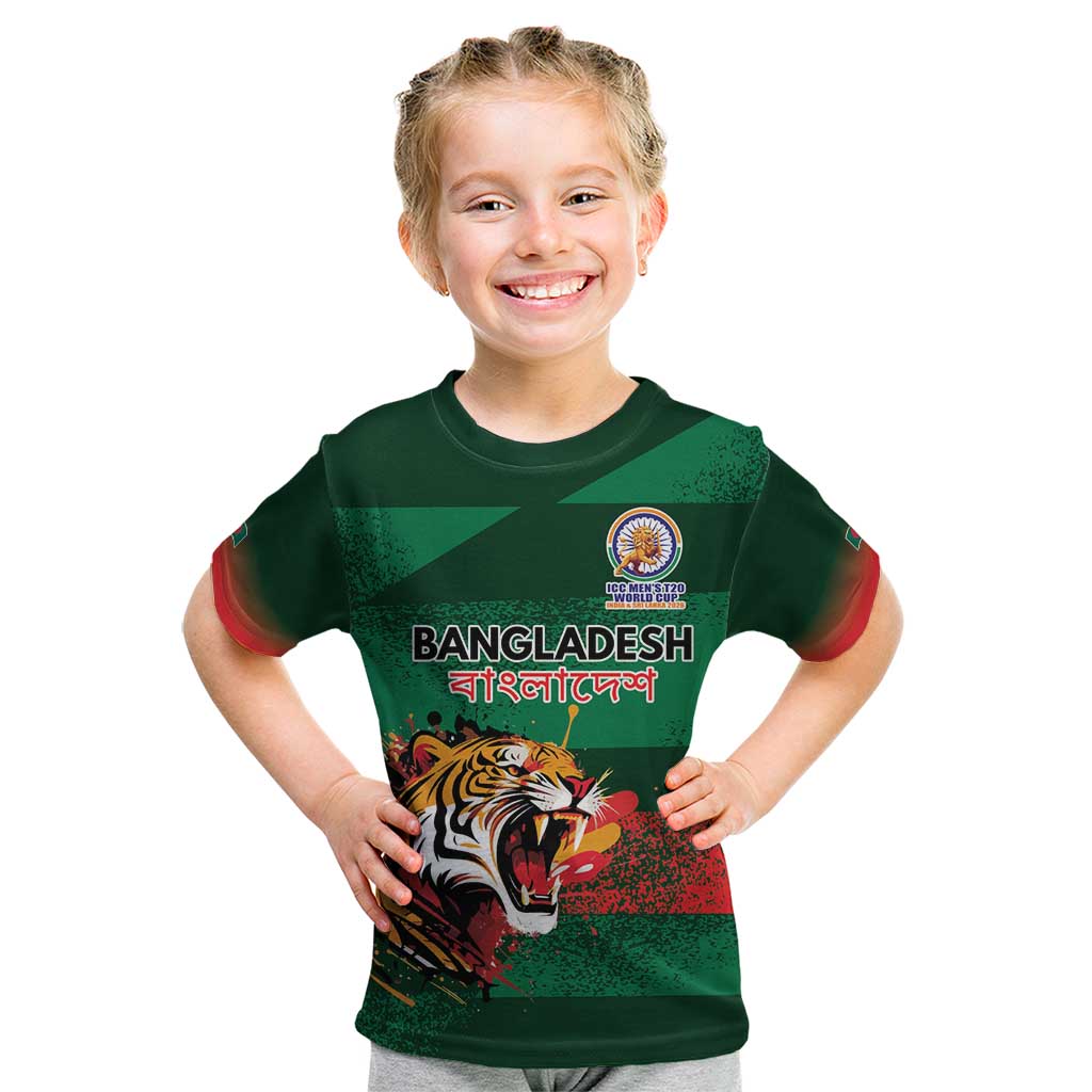Custom Bangladesh Cricket Spirit 2026 Kid T Shirt World T20 Edition - Rising Sun - Wonder Print Shop