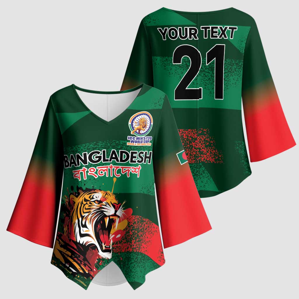 Custom Bangladesh Cricket Spirit 2026 Kimono Sleeve Blouse World T20 Edition - Rising Sun - Wonder Print Shop