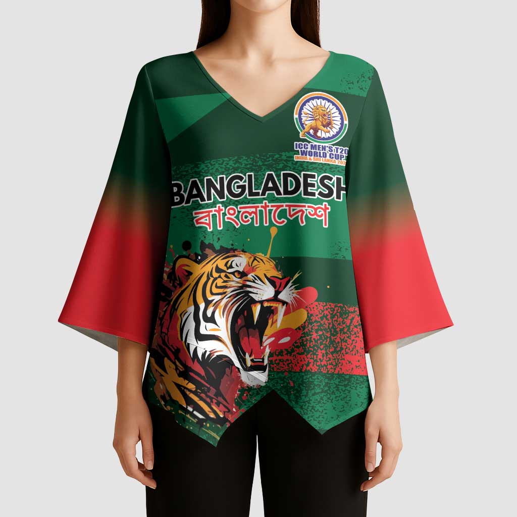 Custom Bangladesh Cricket Spirit 2026 Kimono Sleeve Blouse World T20 Edition - Rising Sun - Wonder Print Shop
