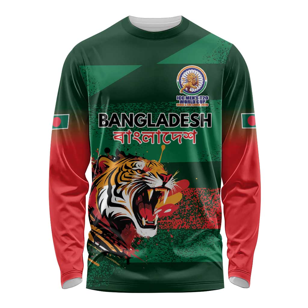 Custom Bangladesh Cricket Spirit 2026 Long Sleeve Shirt World T20 Edition - Rising Sun - Wonder Print Shop