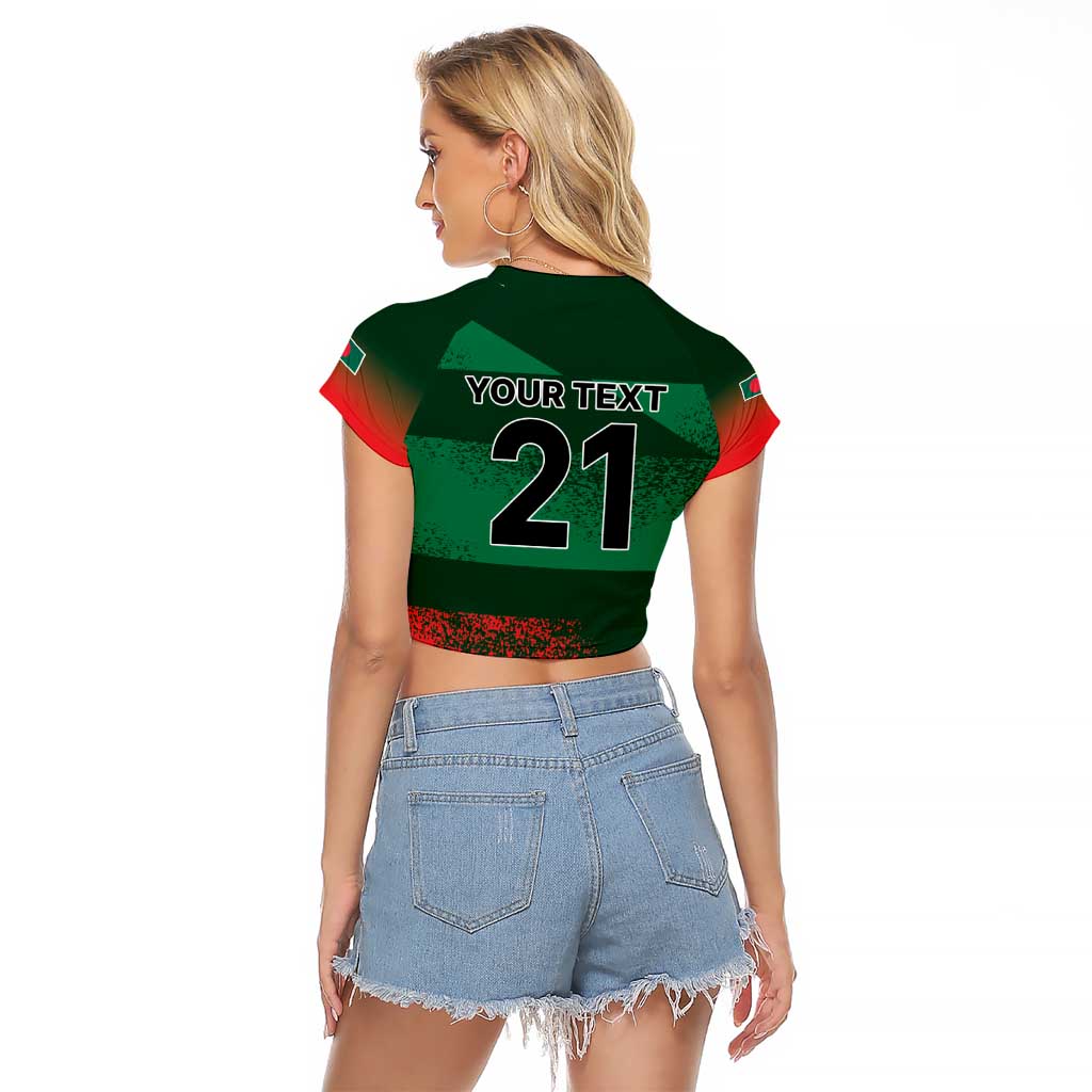 Custom Bangladesh Cricket Spirit 2026 Raglan Cropped T Shirt World T20 Edition - Rising Sun - Wonder Print Shop