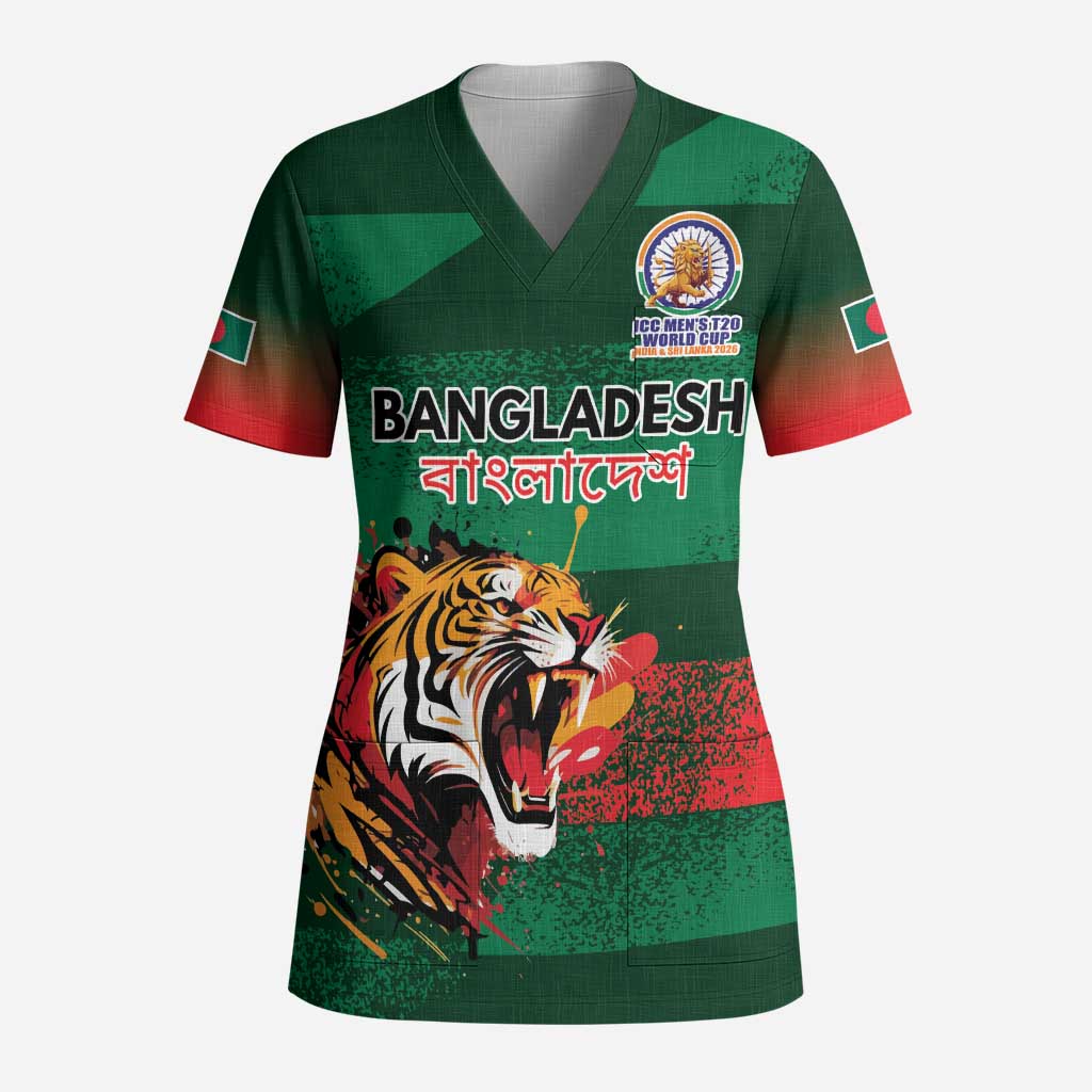 Custom Bangladesh Cricket Spirit 2026 Scrub Top World T20 Edition - Rising Sun - Wonder Print Shop