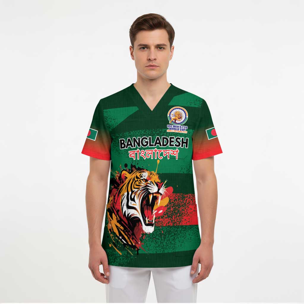 Custom Bangladesh Cricket Spirit 2026 Scrub Top World T20 Edition - Rising Sun - Wonder Print Shop