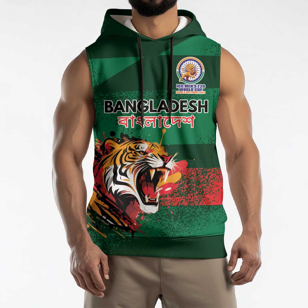 Custom Bangladesh Cricket Spirit 2026 Sleeveless Hoodie World T20 Edition - Rising Sun - Wonder Print Shop
