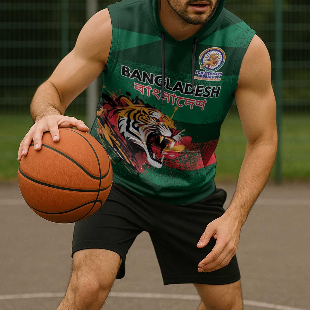 Custom Bangladesh Cricket Spirit 2026 Sleeveless Hoodie World T20 Edition - Rising Sun - Wonder Print Shop