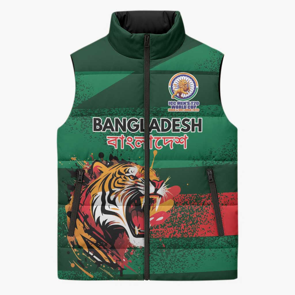 Custom Bangladesh Cricket Spirit 2026 Sleeveless Puffer Jacket World T20 Edition - Rising Sun - Wonder Print Shop