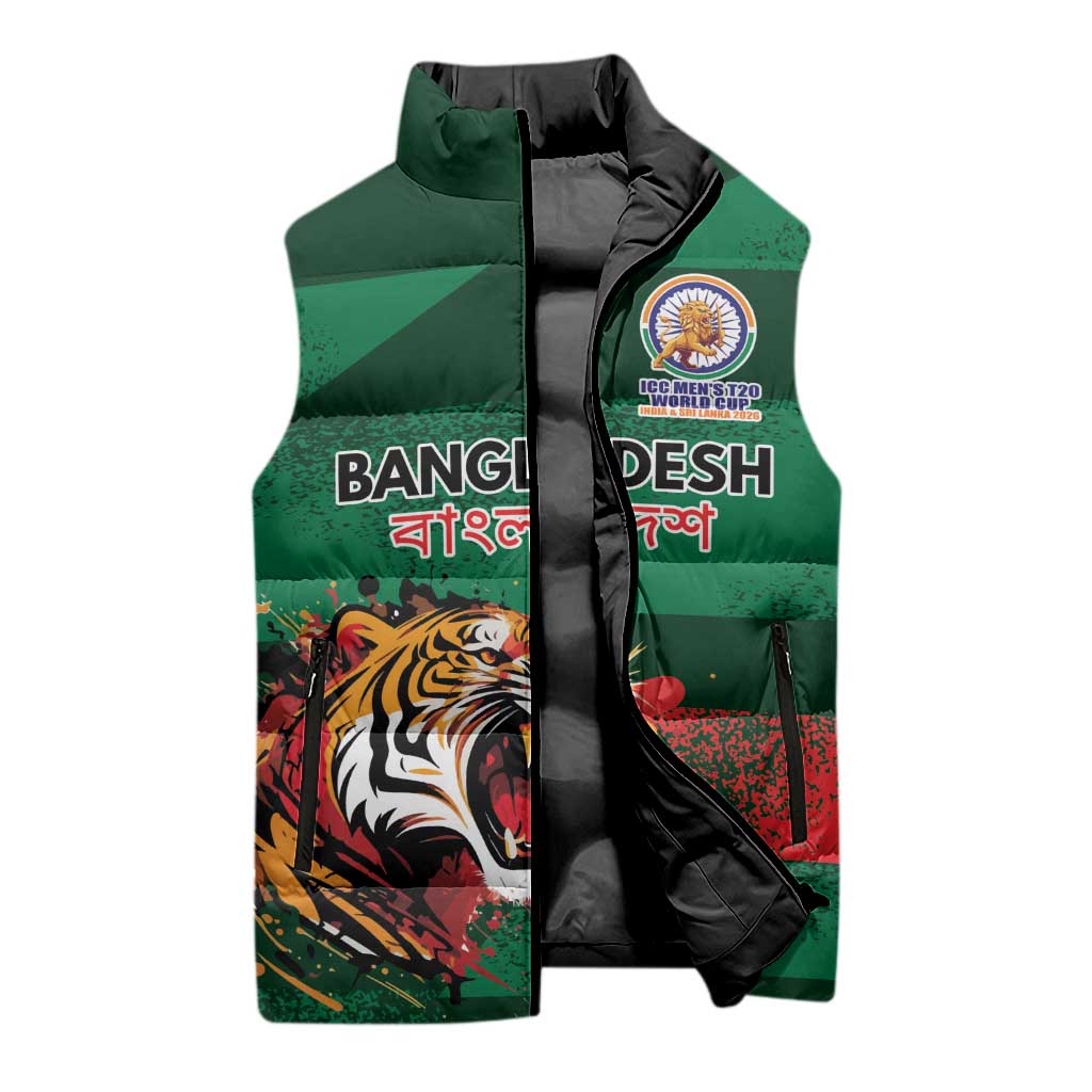 Custom Bangladesh Cricket Spirit 2026 Sleeveless Puffer Jacket World T20 Edition - Rising Sun - Wonder Print Shop