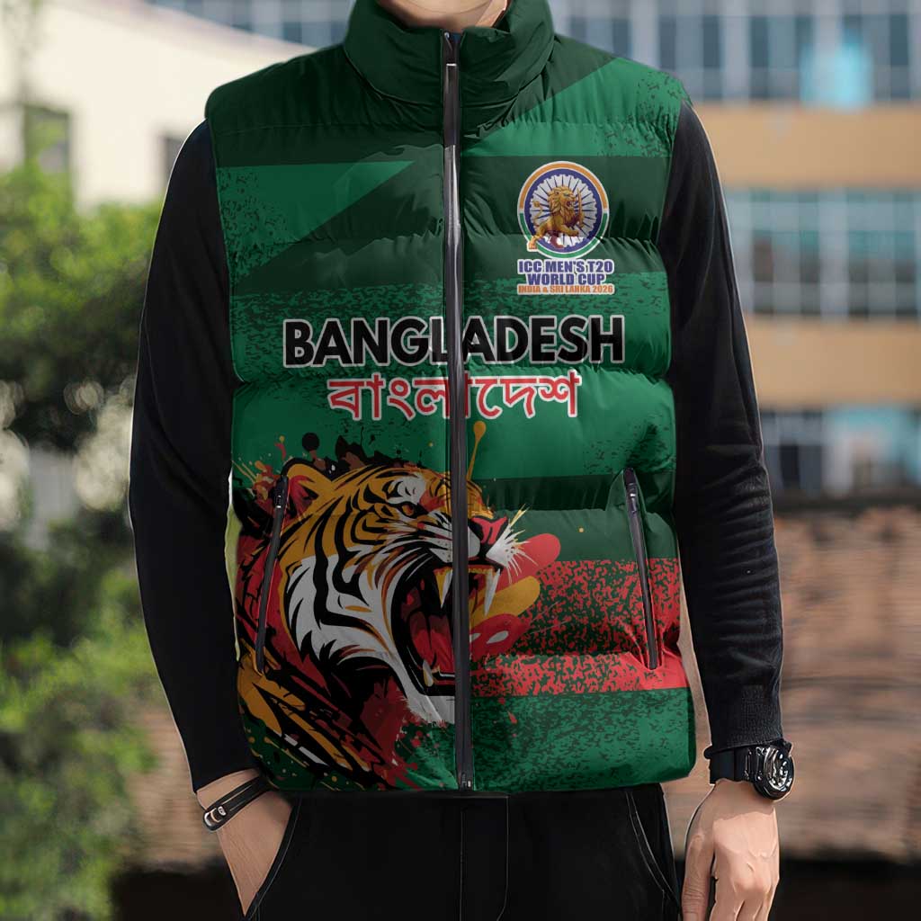 Custom Bangladesh Cricket Spirit 2026 Sleeveless Puffer Jacket World T20 Edition - Rising Sun - Wonder Print Shop
