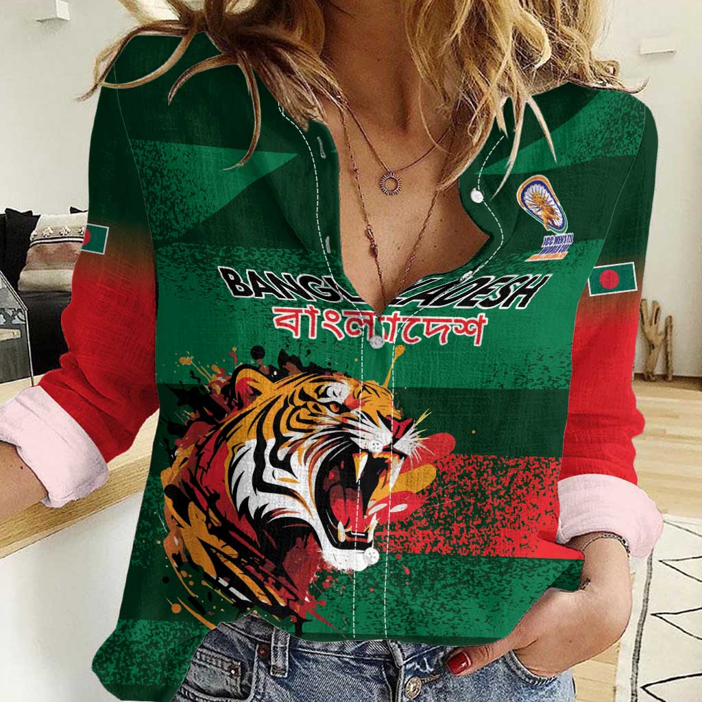 Custom Bangladesh Cricket Spirit 2026 Women Casual Shirt World T20 Edition - Rising Sun - Wonder Print Shop
