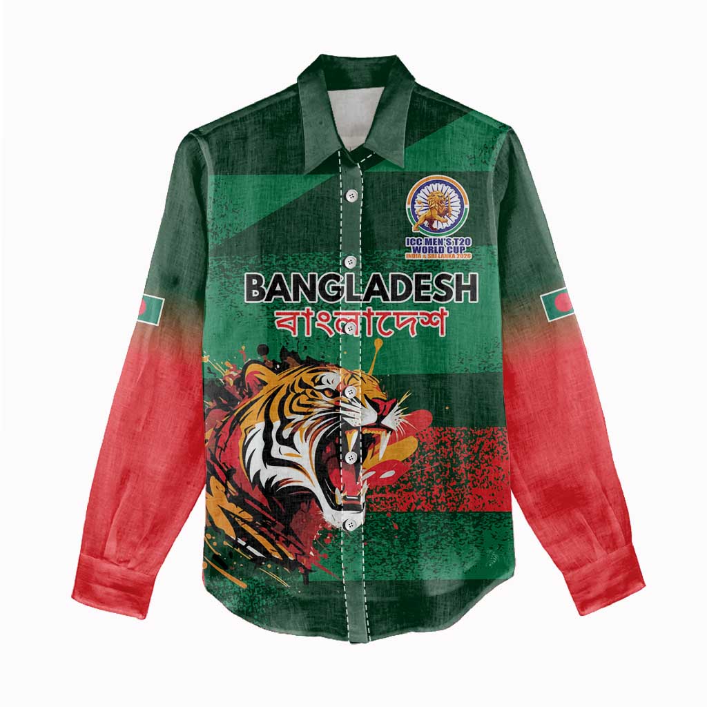 Custom Bangladesh Cricket Spirit 2026 Women Casual Shirt World T20 Edition - Rising Sun - Wonder Print Shop