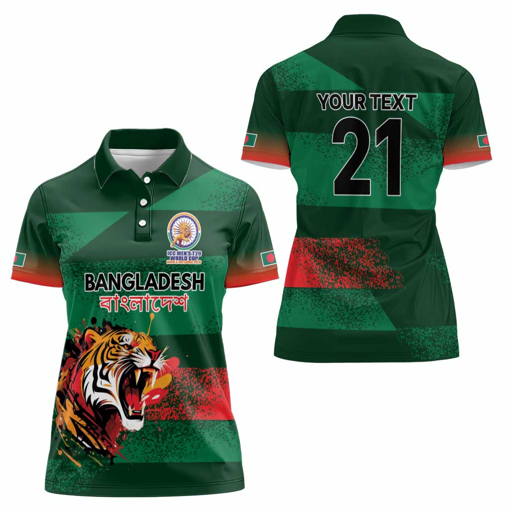 Custom Bangladesh Cricket Spirit 2026 Women Polo Shirt World T20 Edition - Rising Sun - Wonder Print Shop