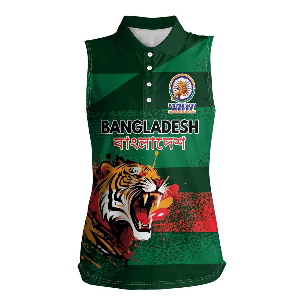 Custom Bangladesh Cricket Spirit 2026 Women Sleeveless Polo Shirt World T20 Edition - Rising Sun - Wonder Print Shop