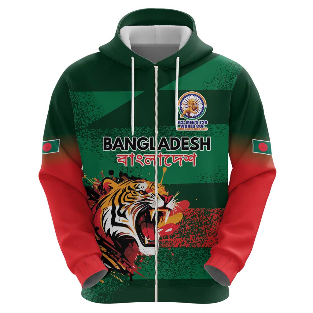 Custom Bangladesh Cricket Spirit 2026 Zip Hoodie World T20 Edition - Rising Sun - Wonder Print Shop