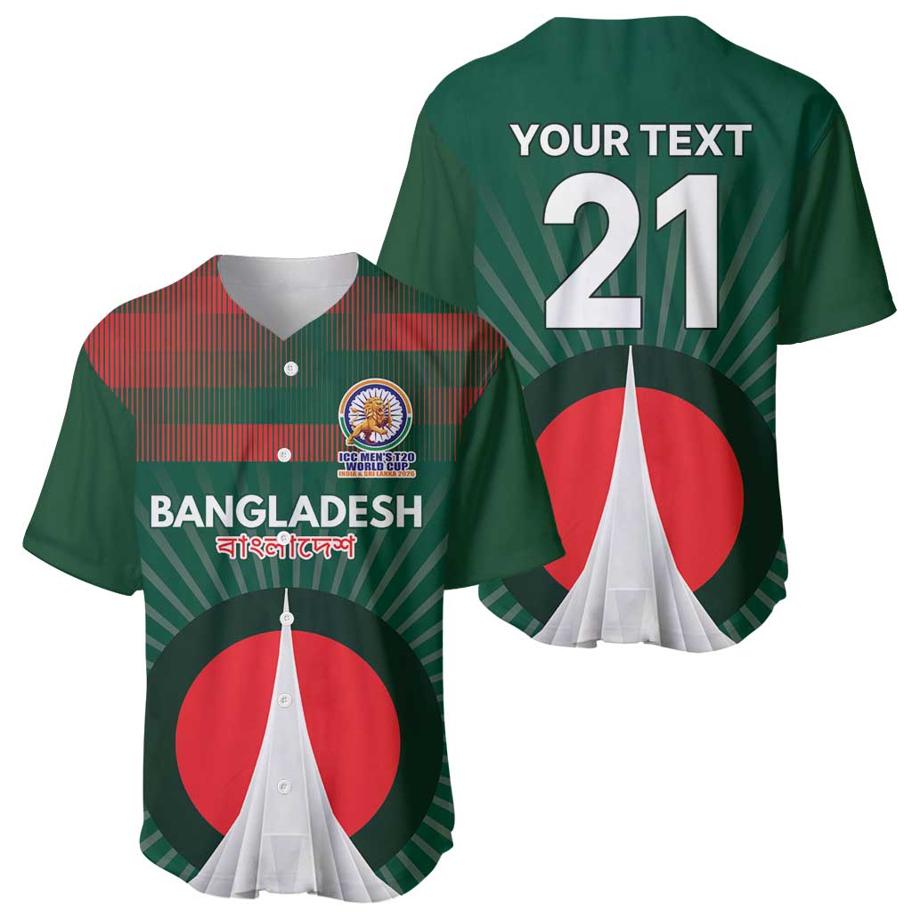 Custom Bangladesh Cricket Spirit 2026 Baseball Jersey World T20 Edition - Bengal Tiger - Wonder Print Shop