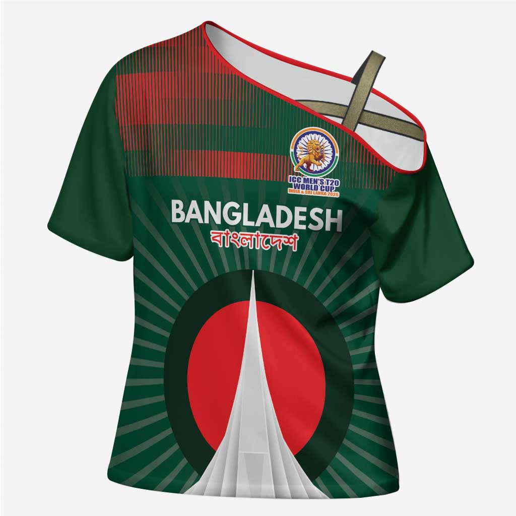 Custom Bangladesh Cricket Spirit 2026 Cross Shoulder Shirt World T20 Edition - Bengal Tiger - Wonder Print Shop