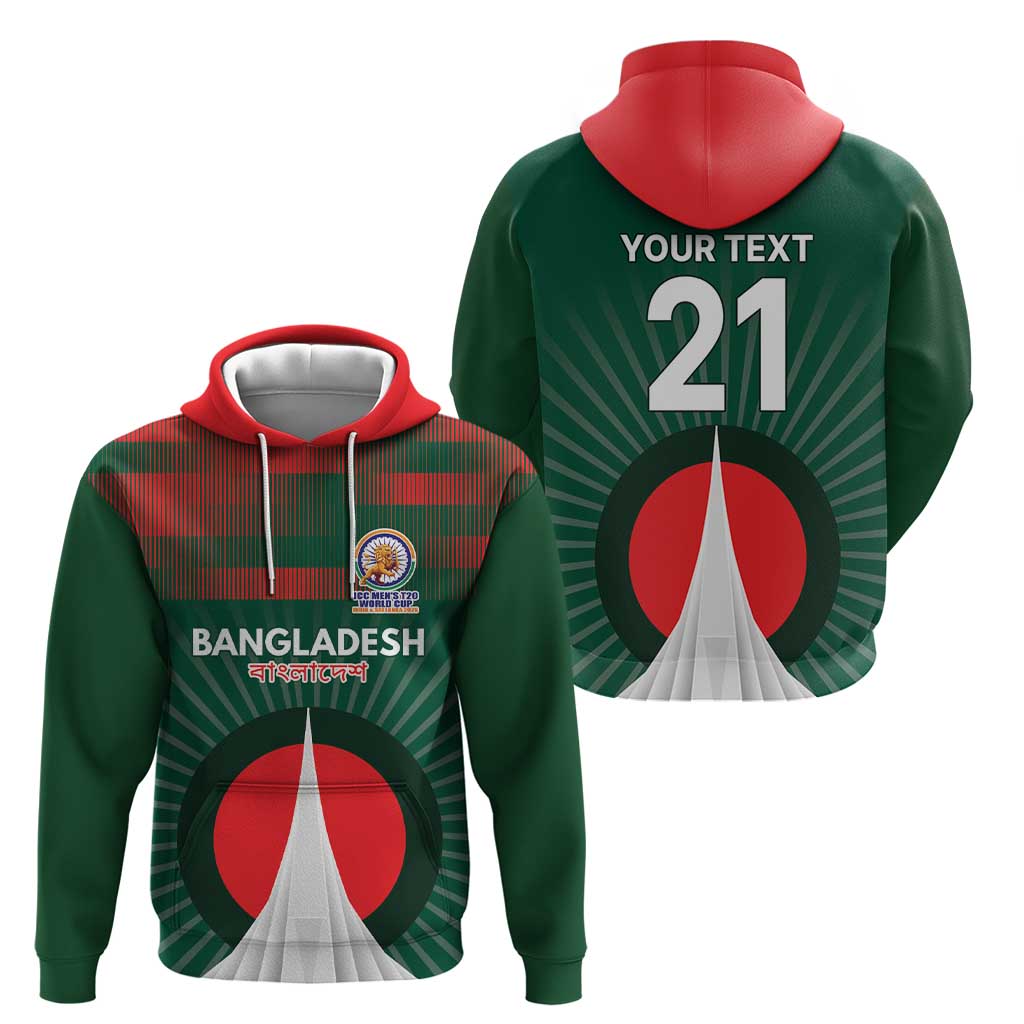 Custom Bangladesh Cricket Spirit 2026 Hoodie World T20 Edition - Bengal Tiger - Wonder Print Shop
