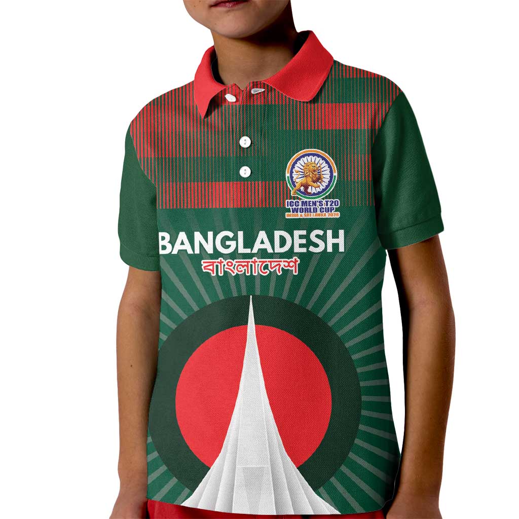 Custom Bangladesh Cricket Spirit 2026 Kid Polo Shirt World T20 Edition - Bengal Tiger - Wonder Print Shop
