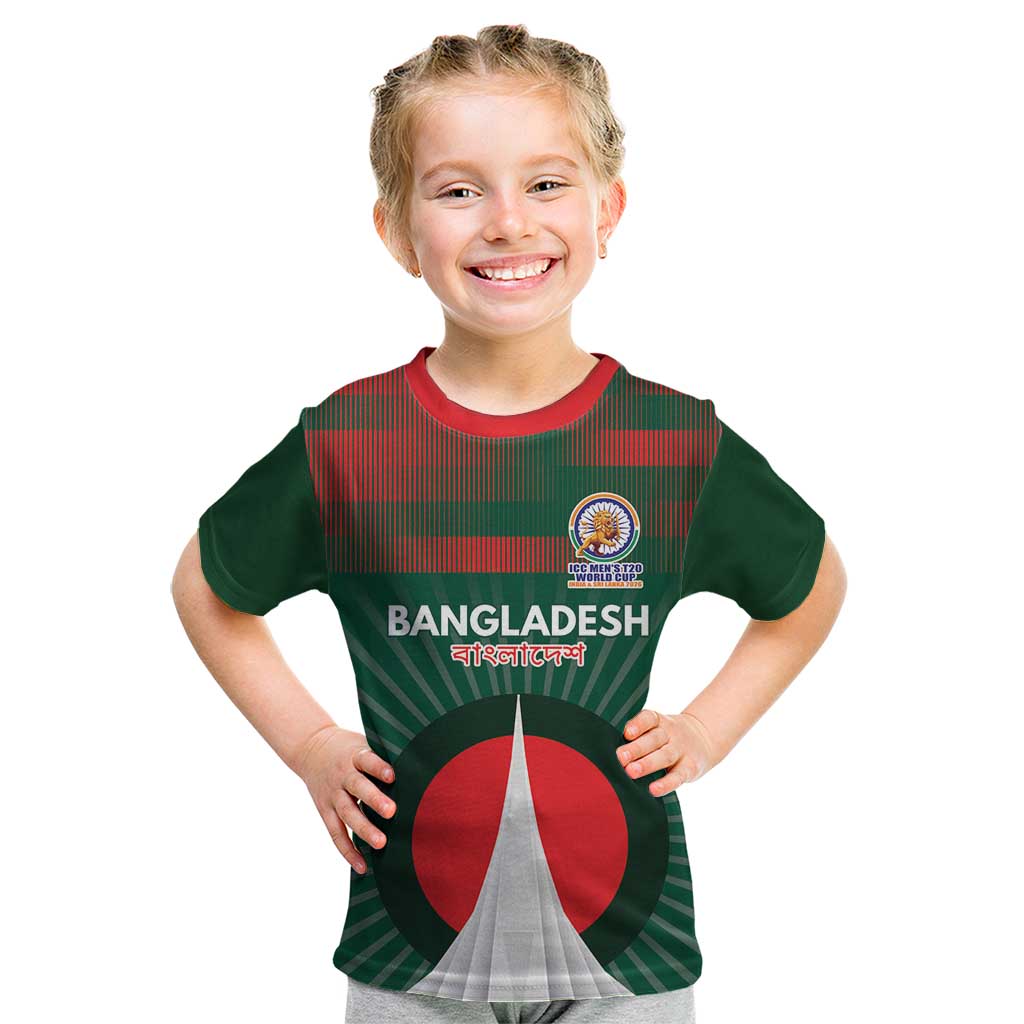 Custom Bangladesh Cricket Spirit 2026 Kid T Shirt World T20 Edition - Bengal Tiger - Wonder Print Shop