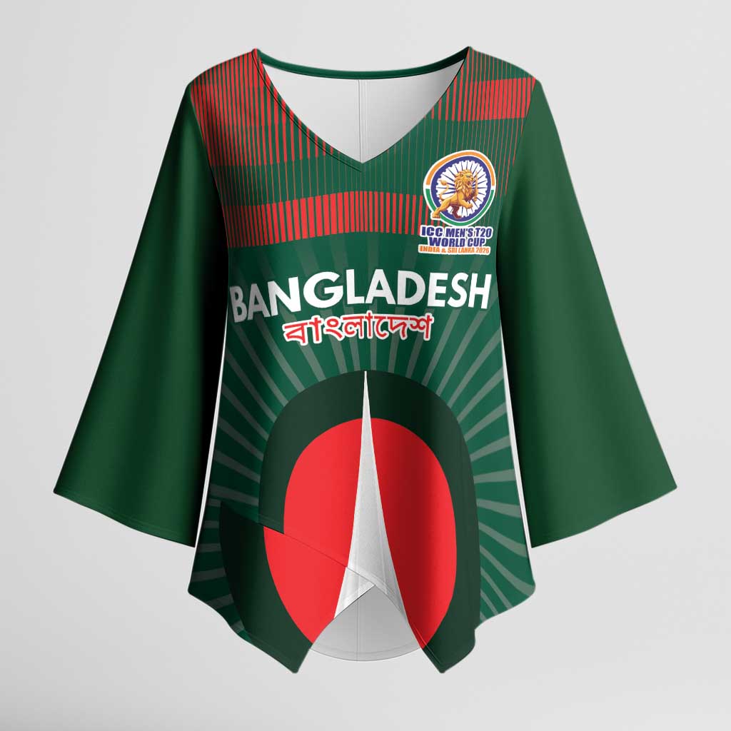 Custom Bangladesh Cricket Spirit 2026 Kimono Sleeve Blouse World T20 Edition - Bengal Tiger - Wonder Print Shop