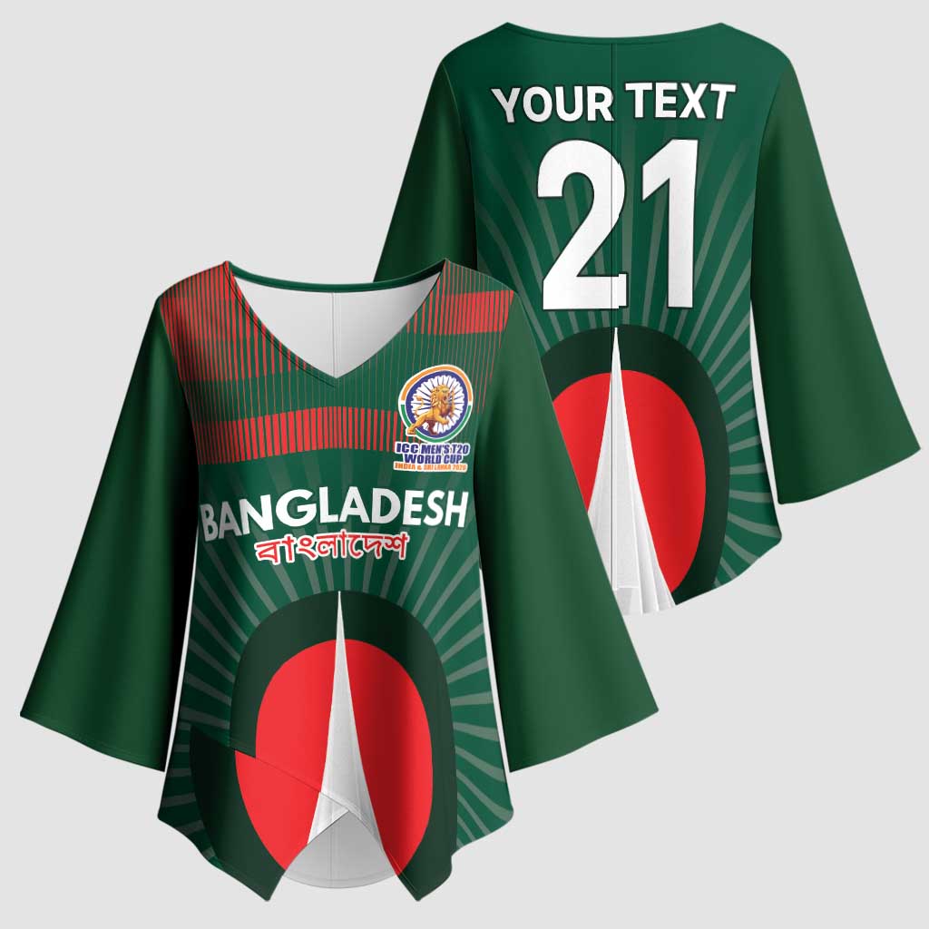 Custom Bangladesh Cricket Spirit 2026 Kimono Sleeve Blouse World T20 Edition - Bengal Tiger - Wonder Print Shop
