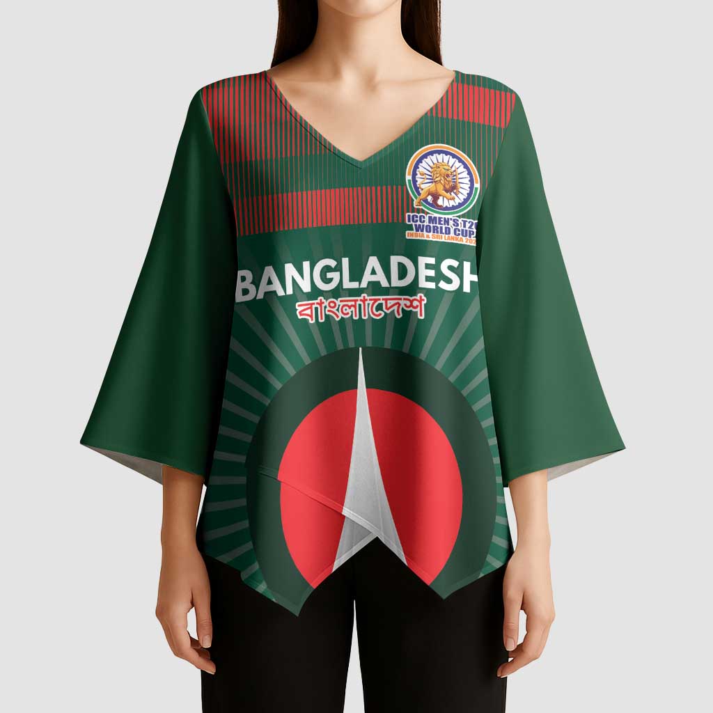 Custom Bangladesh Cricket Spirit 2026 Kimono Sleeve Blouse World T20 Edition - Bengal Tiger - Wonder Print Shop