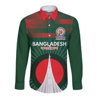 Custom Bangladesh Cricket Spirit 2026 Long Sleeve Button Shirt World T20 Edition - Bengal Tiger - Wonder Print Shop