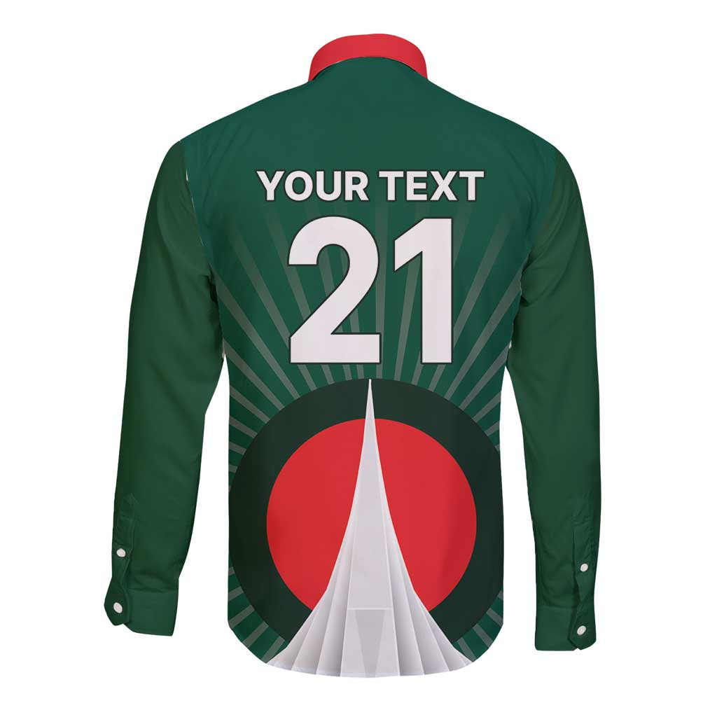 Custom Bangladesh Cricket Spirit 2026 Long Sleeve Button Shirt World T20 Edition - Bengal Tiger - Wonder Print Shop