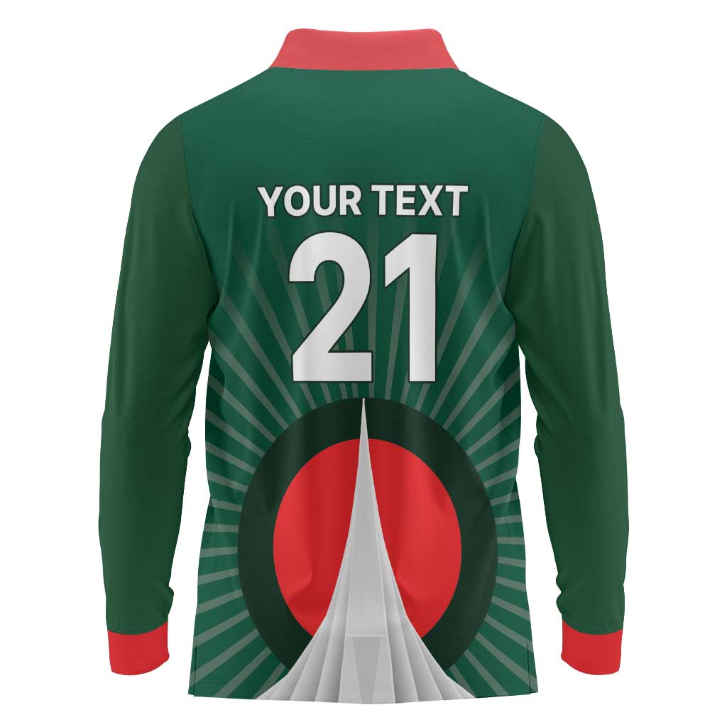 Custom Bangladesh Cricket Spirit 2026 Long Sleeve Polo Shirt World T20 Edition - Bengal Tiger - Wonder Print Shop