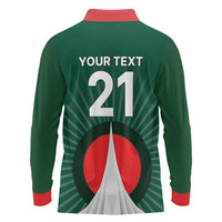 Custom Bangladesh Cricket Spirit 2026 Long Sleeve Polo Shirt World T20 Edition - Bengal Tiger - Wonder Print Shop