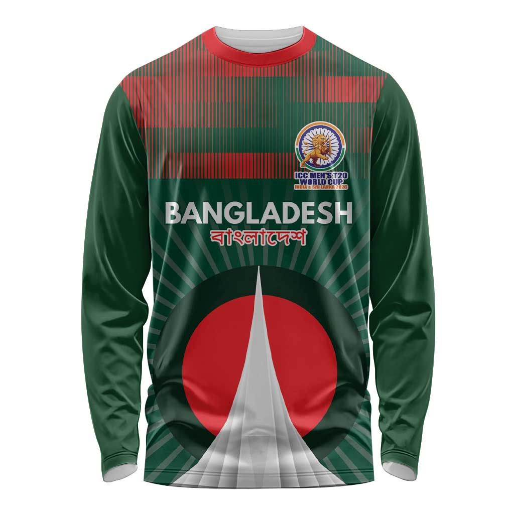 Custom Bangladesh Cricket Spirit 2026 Long Sleeve Shirt World T20 Edition - Bengal Tiger - Wonder Print Shop