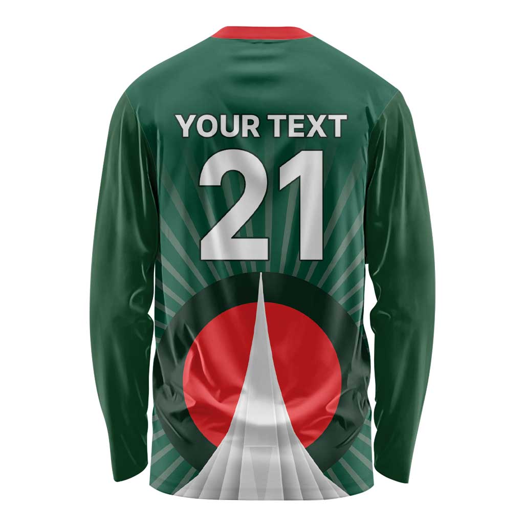 Custom Bangladesh Cricket Spirit 2026 Long Sleeve Shirt World T20 Edition - Bengal Tiger - Wonder Print Shop