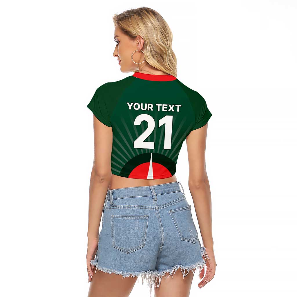 Custom Bangladesh Cricket Spirit 2026 Raglan Cropped T Shirt World T20 Edition - Bengal Tiger - Wonder Print Shop