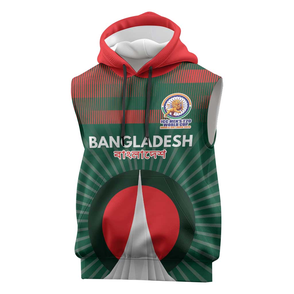 Custom Bangladesh Cricket Spirit 2026 Sleeveless Hoodie World T20 Edition - Bengal Tiger - Wonder Print Shop
