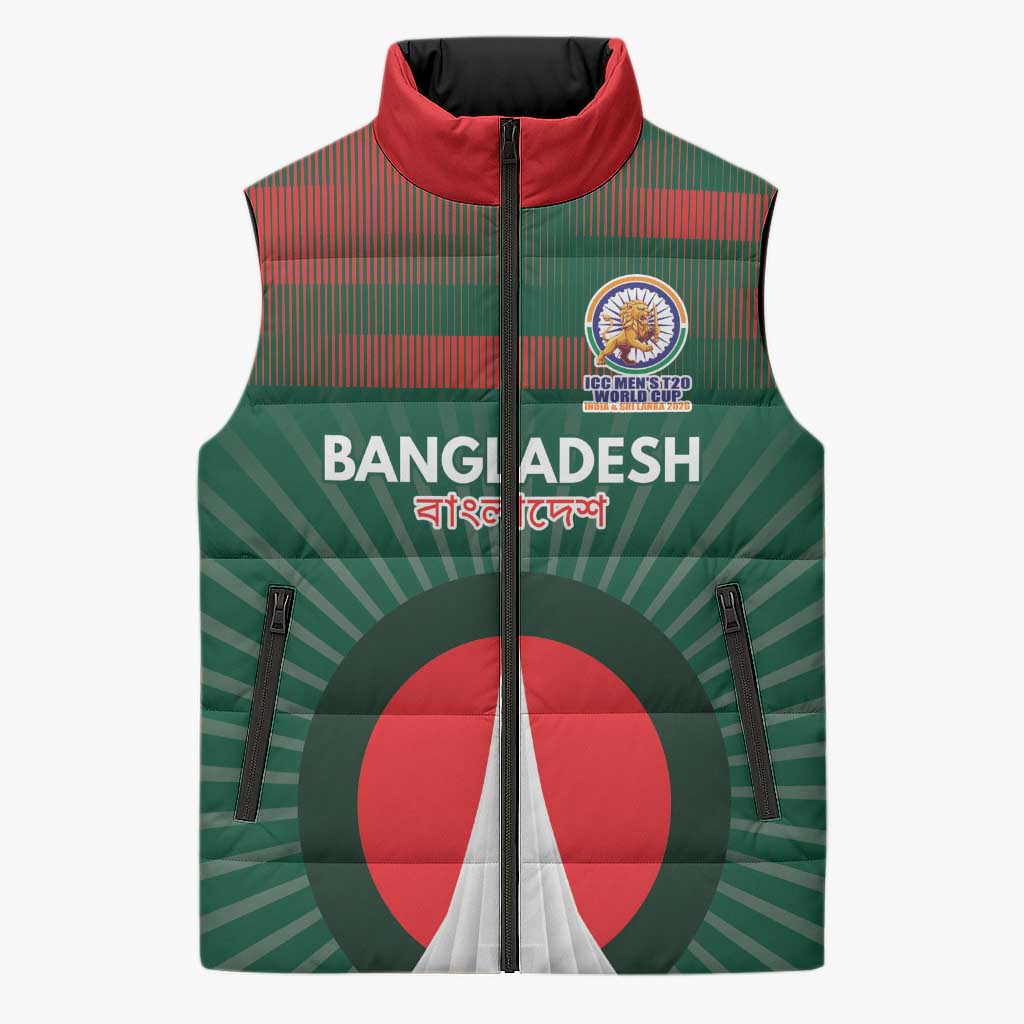 Custom Bangladesh Cricket Spirit 2026 Sleeveless Puffer Jacket World T20 Edition - Bengal Tiger - Wonder Print Shop