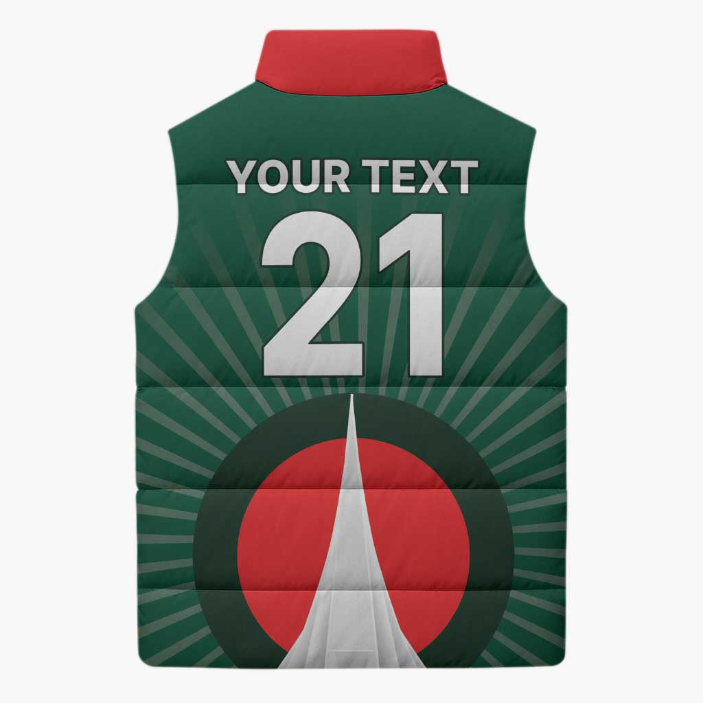 Custom Bangladesh Cricket Spirit 2026 Sleeveless Puffer Jacket World T20 Edition - Bengal Tiger - Wonder Print Shop